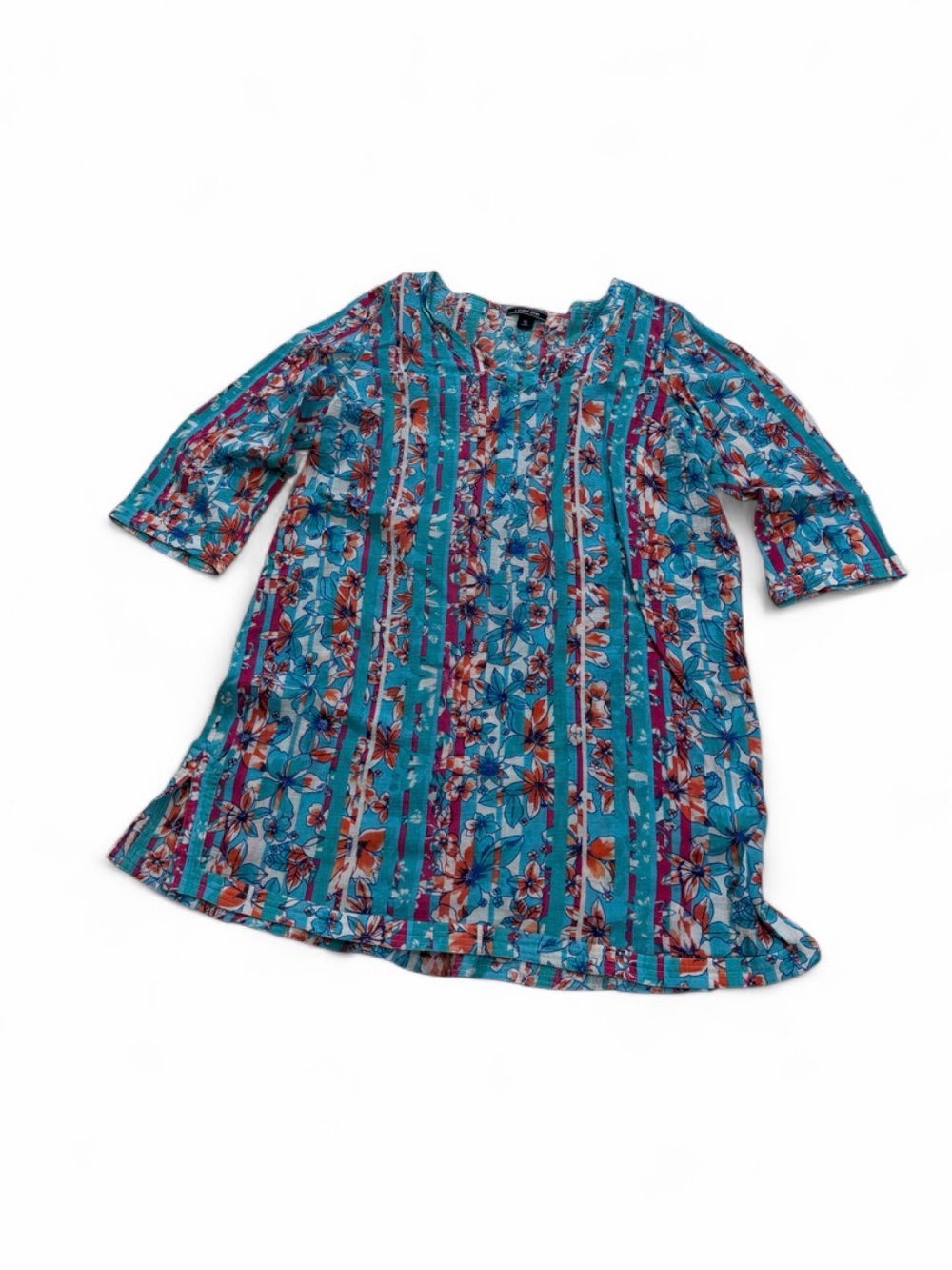 Lands' End Floral & Striped Tunic Cover-Up / Top